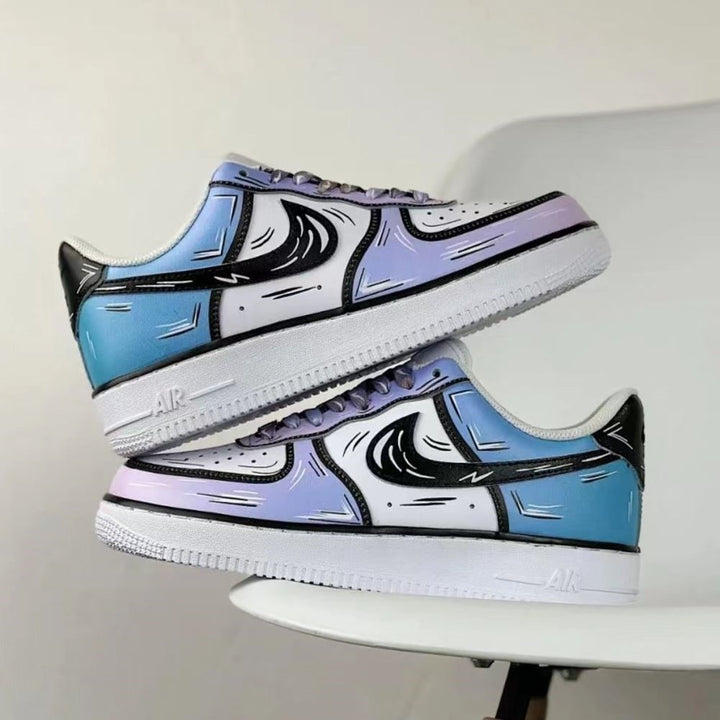 PURPLE BLUE GRADIENT CARTOON CUSTOM AIR FORCE 1 - Image 5
