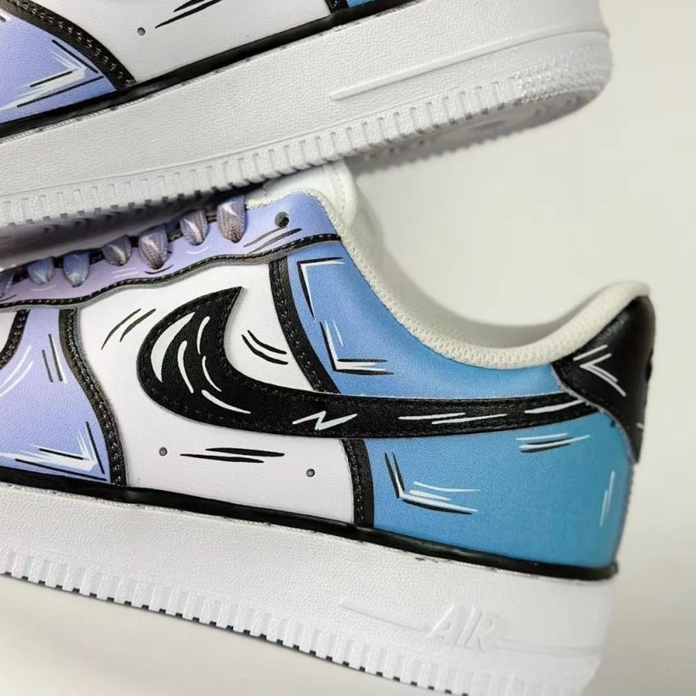 PURPLE BLUE GRADIENT CARTOON CUSTOM AIR FORCE 1 - Image 3