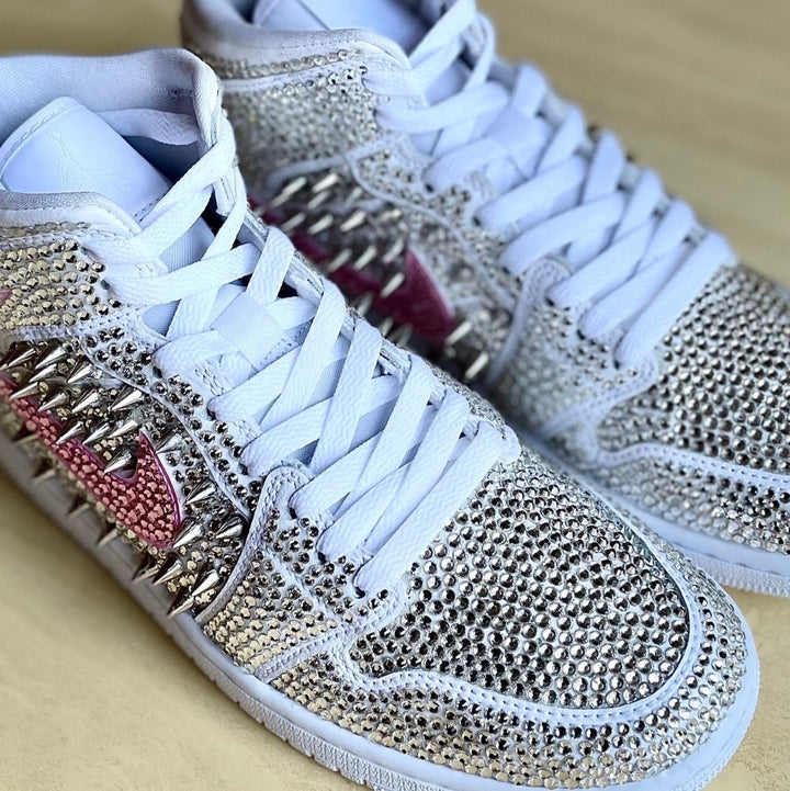 PINK WHITE DIAMOND CUSTOM AIR JORDAN 1 - Image 6