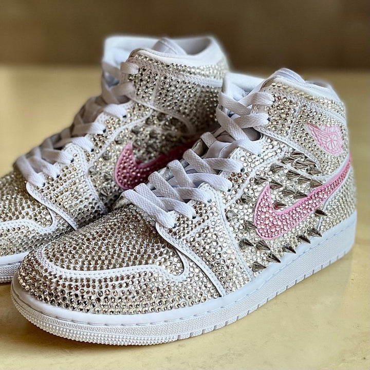PINK WHITE DIAMOND CUSTOM AIR JORDAN 1 - Image 7