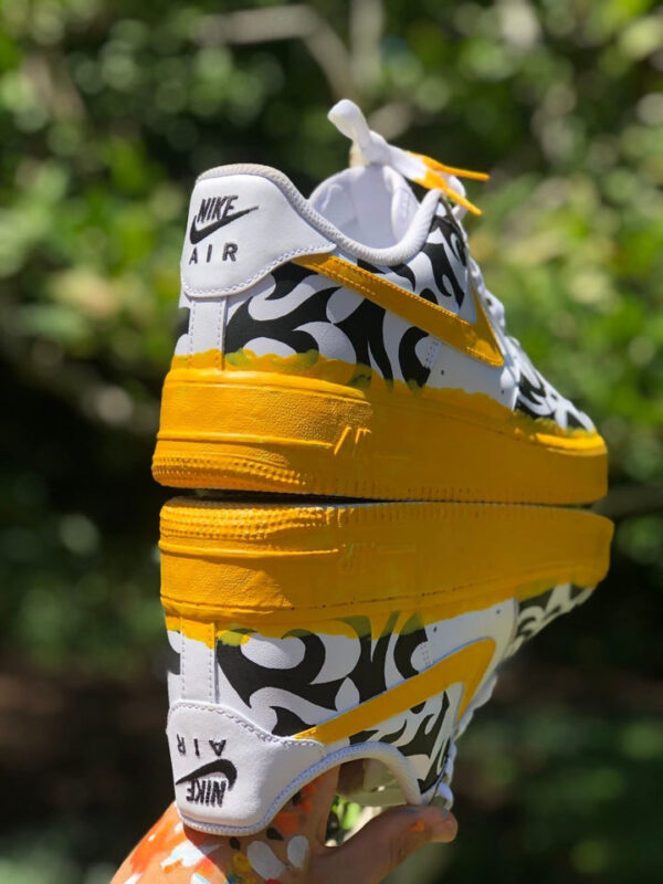 YELLOW BLACK WHITE TIGER STRIPES CUSTOM AIR FORCE 1 - Image 5