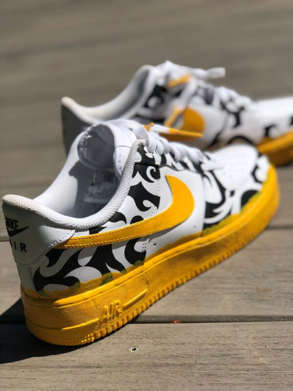 YELLOW BLACK WHITE TIGER STRIPES CUSTOM AIR FORCE 1 - Image 6