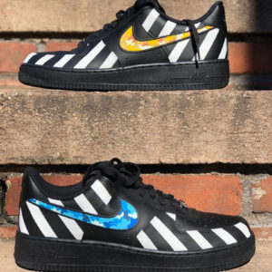 BLACK WHITE STRIPES BLUE YELLOW CUSTOM AIR FORCE 1