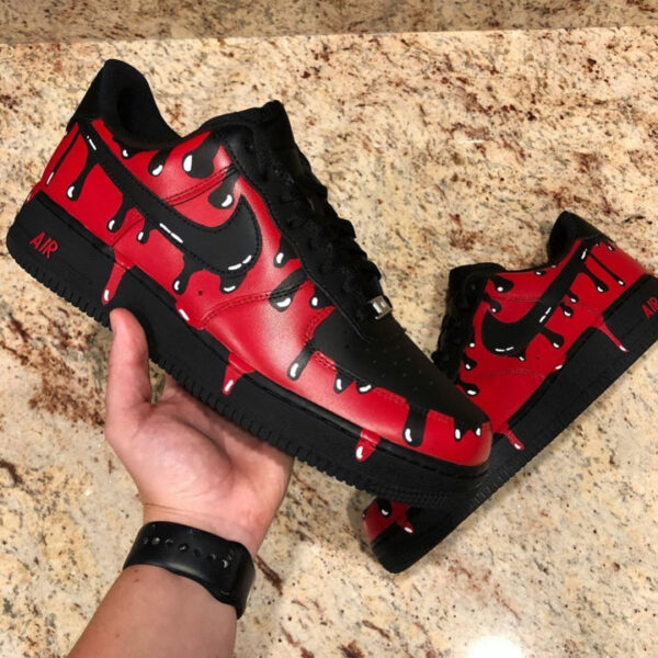 RED BLACK DRIP CUSTOM AIR FORCE 1 - Image 4