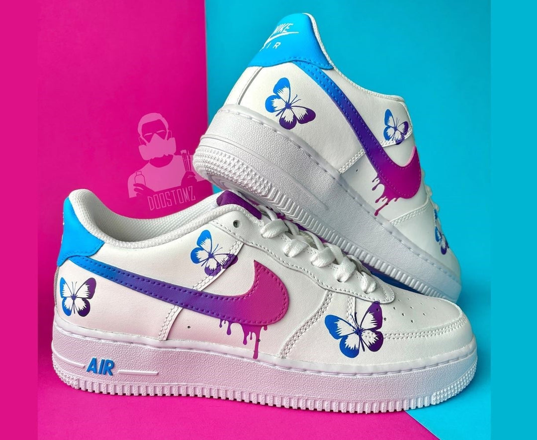 BLUE PURPLE GRADIENT BUTTERFLY DRIP CUSTOM AIR FORCE 1