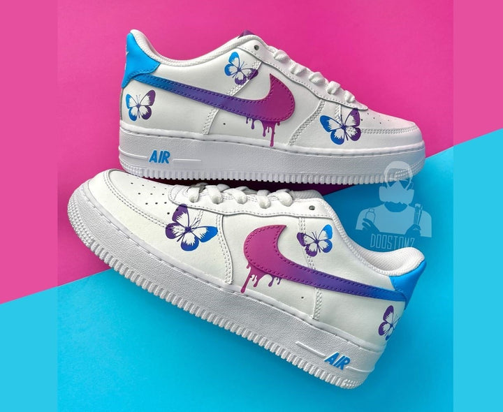 BLUE PURPLE GRADIENT BUTTERFLY DRIP CUSTOM AIR FORCE 1 - Image 7