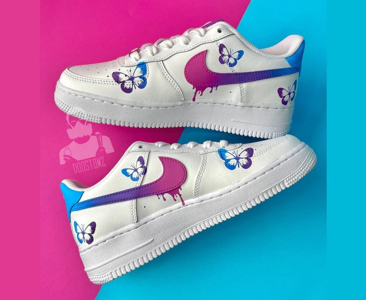 BLUE PURPLE GRADIENT BUTTERFLY DRIP CUSTOM AIR FORCE 1 - Image 8