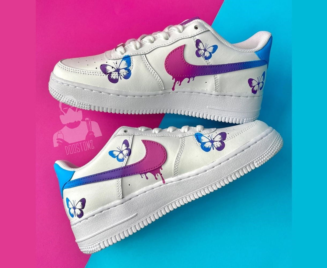 BLUE PURPLE GRADIENT BUTTERFLY DRIP CUSTOM AIR FORCE 1 - Image 4
