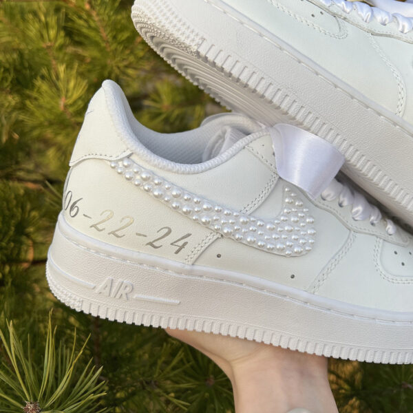 PEARL RIBBON BRIDAL WEDDING SHOES CUSTOM AIR FORCE 1 - Image 2