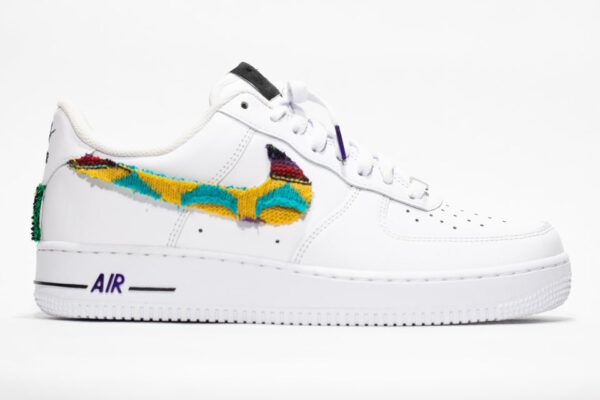 YELLOW BLUE KNITTING SWOOSH CUSTOM AIR FORCE 1