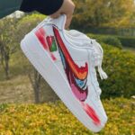 Custom Hand-Painted Air Force 1 Sneakers | Torn Swoosh Street Art AF1