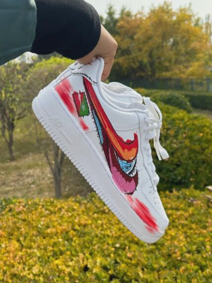 Custom Hand-Painted Air Force 1 Sneakers | Torn Swoosh Street Art AF1