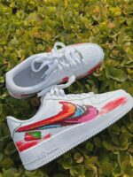 Custom Hand-Painted Air Force 1 Sneakers | Torn Swoosh Street Art AF1 - Image 3