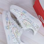 Custom Air Force 1, Hand Painted Doodle Art Sneakers, Pastel Streetwear Shoes, Unique Gift