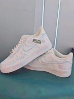 Custom Hand-Painted Ghost AF1 Sneakers | Grunge Quote Streetwear Shoes - Image 3