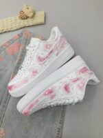 Custom Hand-Painted Pink Sakura Air Force 1 Sneakers | Floral Streetwear Art Shoes - Image 2