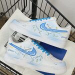 Custom Air Force 1 Low Sneakers | Hand-Painted Paper Plane Cloud Design