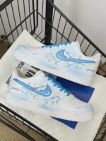 Custom Air Force 1 Low Sneakers | Hand-Painted Paper Plane Cloud Design