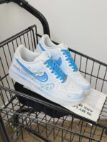 Custom Air Force 1 Low Sneakers | Hand-Painted Paper Plane Cloud Design - Image 4
