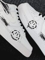 Custom White Air Force 1 Low Beast Smiley Face Brush Stroke Sneakers - Image 3