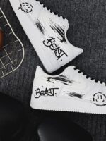 Custom White Air Force 1 Low Beast Smiley Face Brush Stroke Sneakers - Image 6