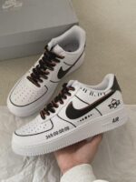 Custom Air Force 1 Low Sneakers: Hand-Painted Timer Design, Gradient Laces