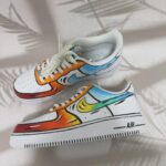 Custom Air Force 1 Low Sneakers: Cartoon Sunset Gradient Streetwear Art