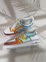 Custom Air Force 1 Low Sneakers: Cartoon Sunset Gradient Streetwear Art