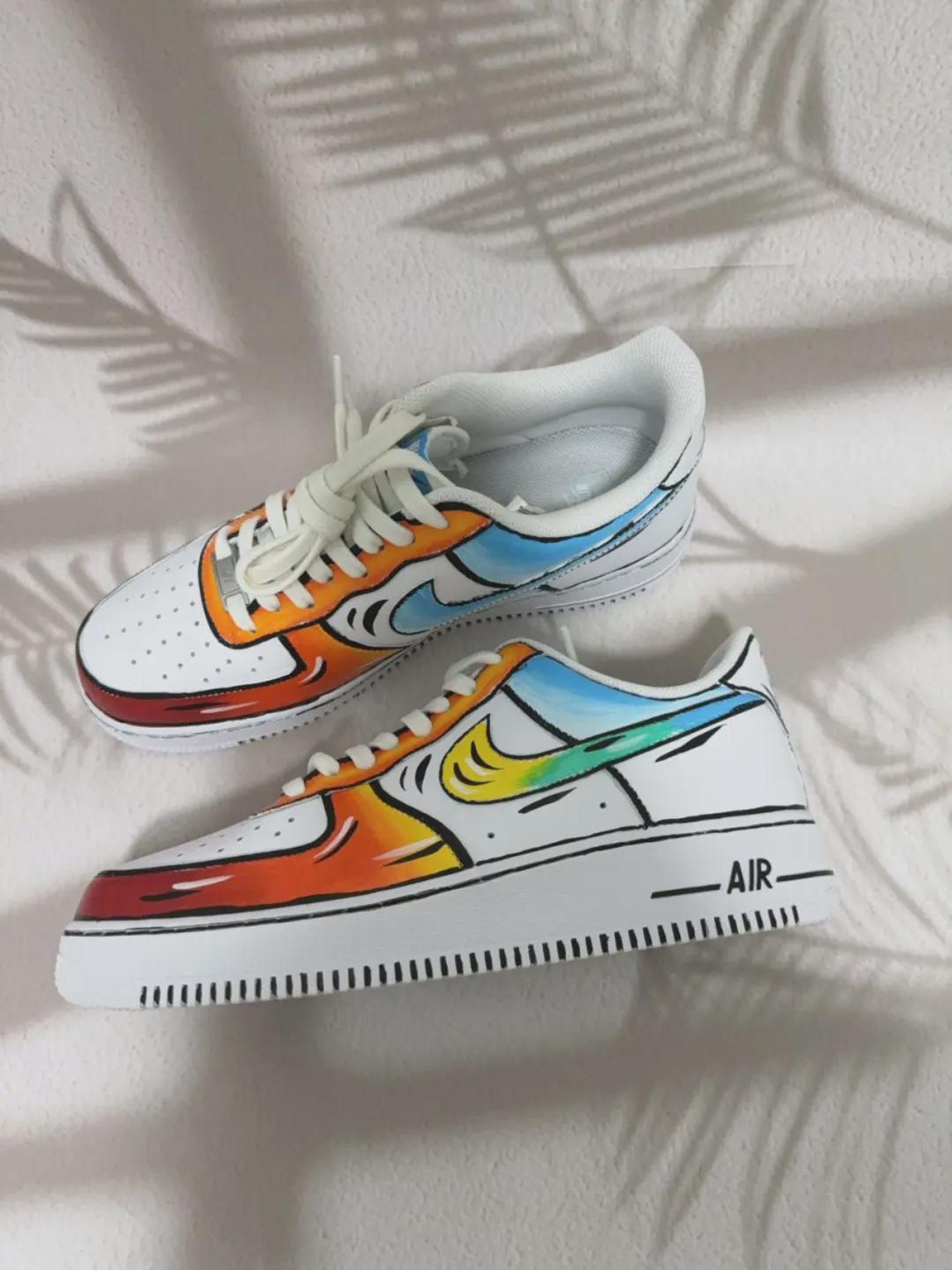 il_1588xN.7824315902_q0ab.jpg Custom Air Force 1 Low Sneakers: Cartoon Sunset Gradient Streetwear Art - Image 1