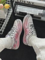 Custom Comic Book Air Force 1 Low Sneakers: Hand-Painted Manga Sketch Style, Pink Accents - Image 2
