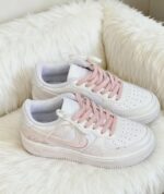 Custom Air Force 1 Low Sneakers: Rose Pattern, Script Text, Pastel Laces - Image 5