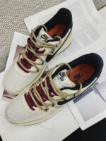 Custom Distressed Air Force 1 Low Sneakers: Romantic Script Stitch Design - Image 4