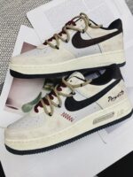 Custom Distressed Air Force 1 Low Sneakers: Romantic Script Stitch Design - Image 2