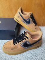 Custom Wheat Black Air Force 1 Low Suede Sneakers with Traditional Pattern Streetwear Gift - Image 4