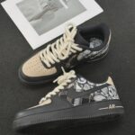 Custom Air Force 1 Low Paisley Plaid Sneakers – Patchwork Streetwear Shoes