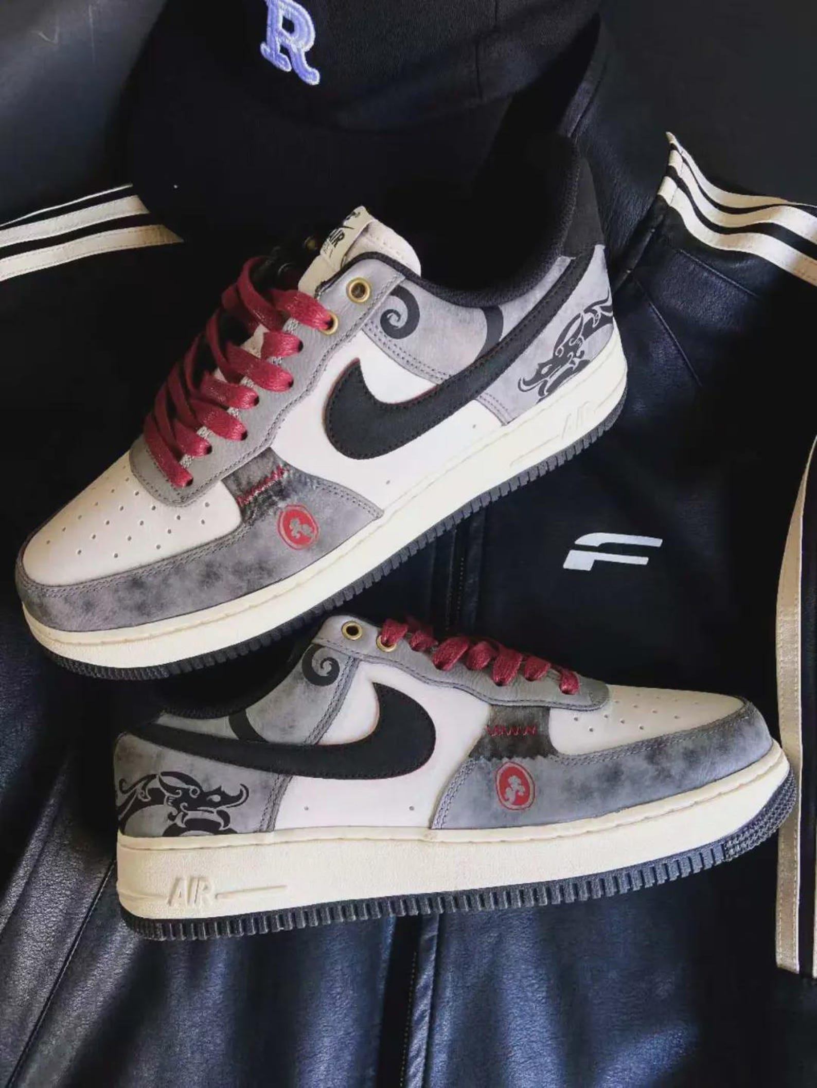 il_1588xN.7824576156_gqvf.jpg Custom Dragon Air Force 1 Low Sneakers: Vintage Streetwear, Handcrafted Design - Image 1
