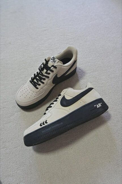 Custom Air Force 1 Low Suede Sneakers: Minimalist Text Streetwear Shoes
