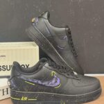 Custom Black Purple Air Force 1 Low Splatter Paint Sneakers – Cyber Streetwear Gift