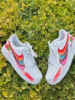 Custom Hand-Painted Air Force 1 Sneakers | Torn Swoosh Street Art AF1 - Image 2