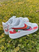 Custom Hand-Painted Air Force 1 Sneakers | Torn Swoosh Street Art AF1 - Image 4