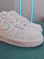 Custom Hand-Painted Ghost AF1 Sneakers | Grunge Quote Streetwear Shoes - Image 6
