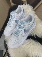 Custom Air Force 1, Hand Painted Dalmatian Graffiti Sneakers, Blue Streetwear Shoes, Unique Gift - Image 3