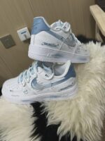 Custom Air Force 1, Hand Painted Dalmatian Graffiti Sneakers, Blue Streetwear Shoes, Unique Gift - Image 5