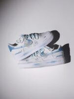 Custom Hand-Painted Air Force 1 Sneakers | Sky Dalmatian Doodle Art Shoes - Image 2