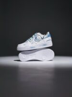Custom Hand-Painted Air Force 1 Sneakers | Sky Dalmatian Doodle Art Shoes - Image 4