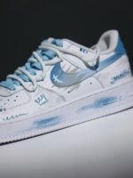 Custom Hand-Painted Air Force 1 Sneakers | Sky Dalmatian Doodle Art Shoes - Image 6