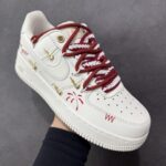 Custom Air Force 1 Sneakers | Red Gold Firework Lunar New Year Shoes - Image 3