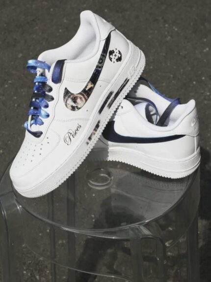 Custom White Air Force 1 Low Sneakers | Pisces Zodiac Galaxy Design, Celestial Astrology