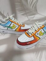 Custom Air Force 1 Low Sneakers: Cartoon Sunset Gradient Streetwear Art - Image 4