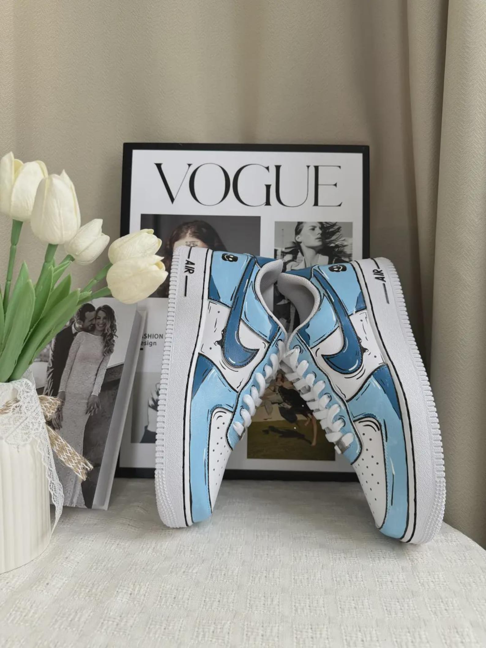 il_1588xN.7872295691_j29g.jpg Custom Air Force 1 Low Cartoon Sketch Sneakers – 2D Comic Style Streetwear Art - Image 1